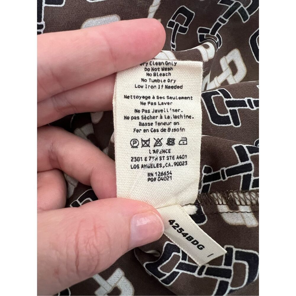 L'Agence Nina Horsebit Brown Ivory Buckle Print Button-Up Silk Blouse Size XS - Picture 9 of 9